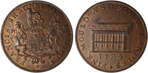 Francis Shackelton, Copper Halfpenny, 1794  (D&H Middlesex 477a)