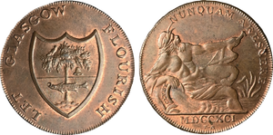 Gilbert Shearer & Co., Imitation Copper Halfpenny, c1791 (DH Lanarkshire 4)