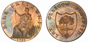 Peter Kempson, Copper Halfpenny Mule, 1795 (D&H Lanarkshire 6a)