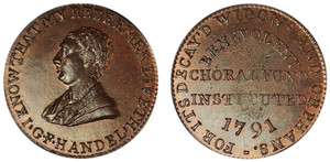 Political and Social Series, Choral Fund Halfpenny, 1791 (D&H Middlesex 1021)