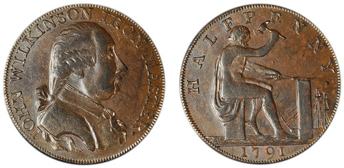 John Wilkinson, Copper Halfpenny, 1791 (D&H Warwickshire 441)