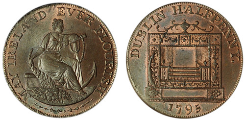 William Parker, Copper Halfpenny, 1795  (D&H Dublin 352b) 