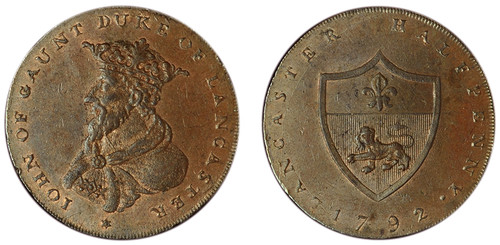 William Lutwyche, Imitation Halfpenny of Thomas Worswick & Sons, c1792 (D&H Lancashire 30) 