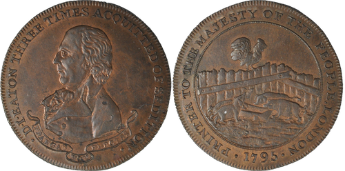 Daniel Eaton, Copper Halfpenny, 1795  (D&H Middlesex 301)