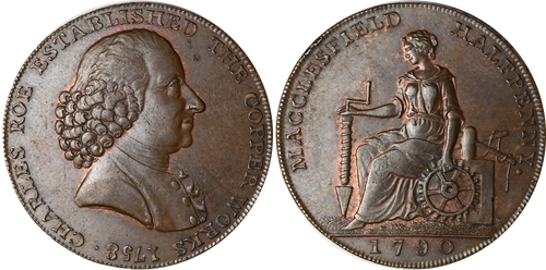 Roe & Company, Copper Halfpenny, 1790 (DH Cheshire 16)