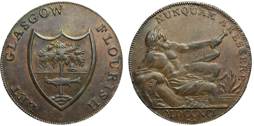 Gilbert Shearer & Co., Imitation Copper Halfpenny, c1791 (DH Lanarkshire 4b)