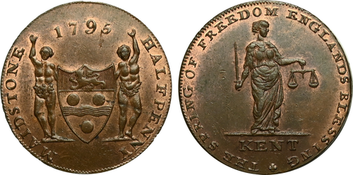 Henry Oliver, Copper Halfpenny, 1795 (D&H Kent 36)