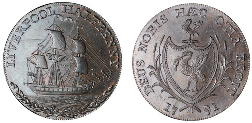 Thomas Clarke, Commercial Halfpenny, 1791 (D&H Lancashire 65)