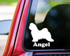 Personalized Maltese Maltie dog silhouette vinyl decal with custom name and mirror option