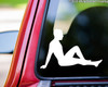 Mudflap Man vinyl decal featuring a reclining male pinup silhouette