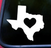 Vinyl decal of Texas State with a heart in the middle on the rear window of a car - perfect Texas state sticker and Texas heart decal
