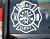 FIRE DEPARTMENT Vinyl Sticker - FD Firefighter Maltese Cross - Die Cut Decal