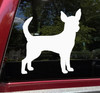 Chihuahua vinyl decal featuring standing small dog silhouette with large upright ears for vehicles windows and pet decor