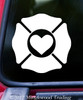 Firefighter Maltese cross vinyl decal with circular heart center fire rescue love design