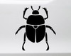 Scarab beetle vinyl decal featuring symmetrical Egyptian dung beetle silhouette with antennae, segmented legs and wing covers for car windows and wall decor