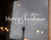 Merry Christmas vinyl decal in Albemarle Swash font for holiday windows storefronts glass doors and seasonal displays