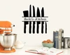 Personalized Kitchen Knives vinyl decal with custom name lettering for kitchen chef cooking and culinary wall decor