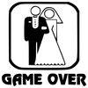 Game Over bride and groom wedding vinyl decal for newlywed marriage vehicle window or reception decor