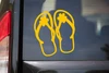 Flip flops with flowers vinyl decal featuring floral sandals for beach summer coastal RV camper decor