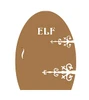 Elf Door vinyl decal with decorative hinges and ELF lettering for Christmas holiday decorating