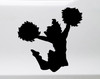 Jumping cheerleader silhouette vinyl decal with pom poms for team spirit cars windows lockers and signs