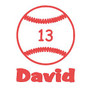 Baseball with Name & Number - Vinyl Decal Sticker - 6.5" x 5"