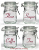 Set of 4 Canister Labels -V3- Vinyl Decal Stickers Kitchen Flour Sugar Tea Coffee