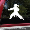 Karate Girl female martial arts fighter silhouette vinyl decal in action stance