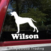 Personalized Weimaraner Grey Ghost dog silhouette vinyl decal with custom name and mirror option