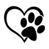 Vinyl decal with a heart and pawprint design on a plain white background - perfect cat lover sticker and dog lover decal