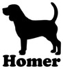 Beagle hound dog silhouette personalized name vinyl decal with custom pet name