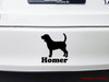 Beagle hound dog silhouette personalized name vinyl decal with custom pet name