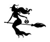 Witch on Broomstick Vinyl Decal Sticker -V6- Flying - Jack o'lantern Halloween
