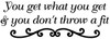 You Get What You Get If You Don't Throw a Fit - Vinyl Decal Sticker - 11.5" x 4"