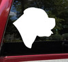 Rottweiler Rottie Head Silhouette vinyl decal featuring a solid-color side profile of a Rottweiler dog facing right, available in ten sizes including 4-pack, 2-pack and mirror options