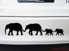 Elephant family vinyl decal featuring four African elephant silhouettes traveling together in a herd