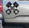 CROSSED PISTONS - Vinyl Decal Sticker - Motorcycle Car Engine - Truck Hot Rod Gearhead Mechanic