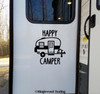 HAPPY CAMPER Vinyl Sticker - RV Travel Trailer TT Camping 5th Wheel Glamping