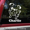 Personalized sitting Bulldog vinyl decal with custom dog name and mirror option