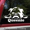 Personalized laying down Bulldog vinyl decal with stretched front paws and custom dog name