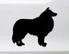 Collie vinyl decal with standing long-coated Rough Collie sheepdog silhouette