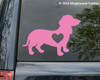 Dachshund with Heart Vinyl Sticker V2 - Wiener Dog Puppy Doxie Love - Die Cut Decal