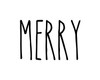 Merry Christmas vinyl decal featuring the word Merry in tall skinny farmhouse style handwritten lettering displayed on glass window