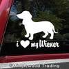 I Love My Wiener Vinyl Sticker - Dachshund Heart Doxie Dog Puppy - Die Cut Decal