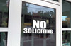 No Soliciting Vinyl Decal - V2 Storefront Business Office Sign - Die Cut Sticker