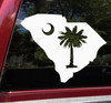 South Carolina with Palmetto Tree Vinyl Decal - State Sabal Palm Tree - Die Cut Sticker