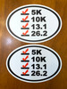 Set of 2 RUN LIST 5.5" x 4" Die Cut Vinyl Decals Stickers - 5K 10K 13.1 Half 26.2 Marathon Running Completed - 2-pack
