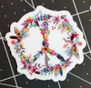 Set of 5 PEACE SIGN of FLOWERS 2" Die Cut Vinyl Decals Stickers - Floral Gypsy Hippie Decals - 5-pack