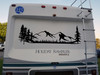 Mountains Forest Scene Vinyl Decal V1 - Camper RV Travel Trailer Graphics 4x4 - Die Cut Sticker