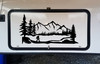 Bigfoot Mountain Trees Scene Vinyl Decal V1 - Camper RV Travel Trailer Graphics 4x4 - Die Cut Sticker